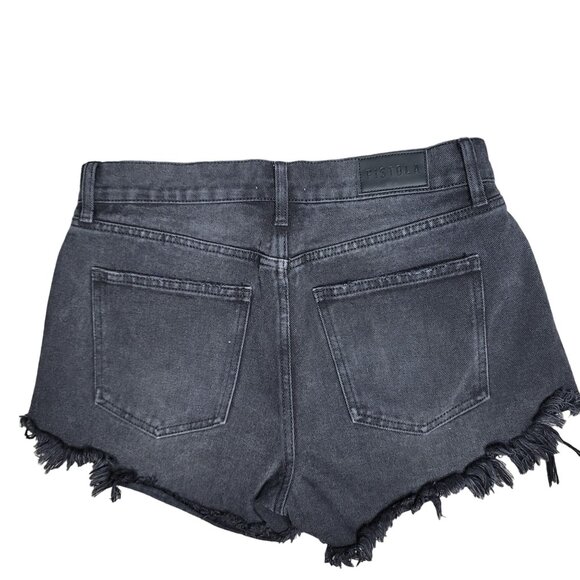 Pistola Black Denim Distressed High-Waist raw hem Shorts Size 27 - Picture 6 of 7